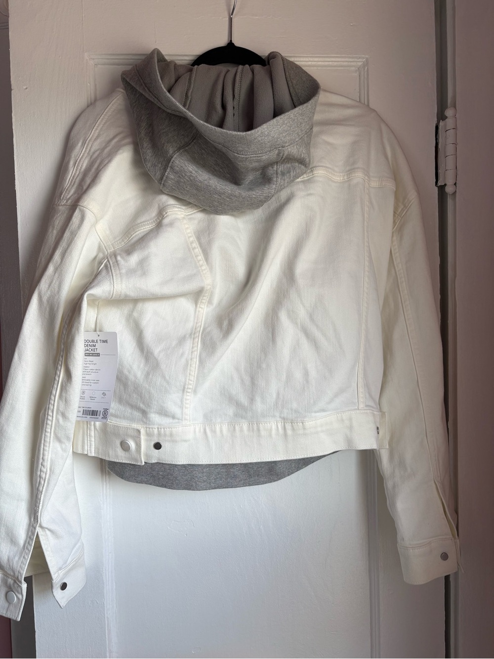 Athleta Double Time 3-in-1 Denim Jacket & Removable Hooded Vest Cream L NWT - Picture 4 of 6